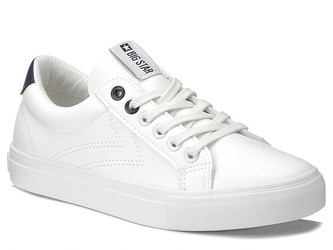 Trampki damskie białe Big Star BB274211 z ekoskóry sznurowane niskie