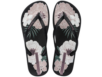 Klapki japonki damskie czarne w kwiaty Ipanema 83611 anatomic basenowe