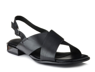 Sandały damskie czarne Marco Tozzi 28117 skórzane zapinane na sprzączkę