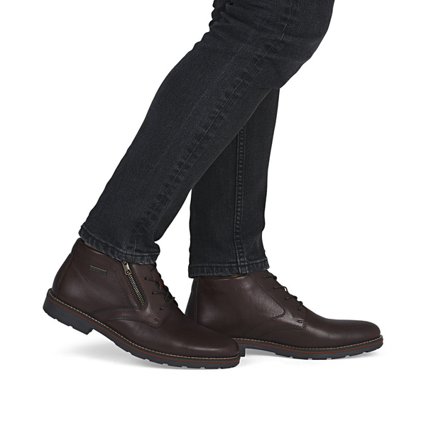 Buty męskie botki zimowe brązowe Rieker 15324 skórzane membrana na zamek