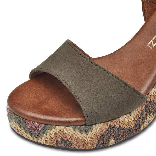 Sandały damskie na platformie Marco Tozzi 28008 modne khaki letnie 