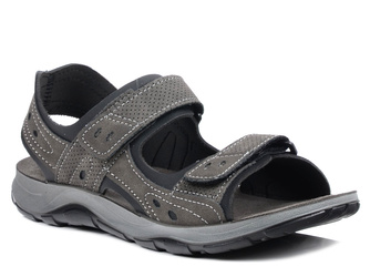 Sandały męskie szare Inblu TO-08 na rzepy skórzana wkładka sportowe