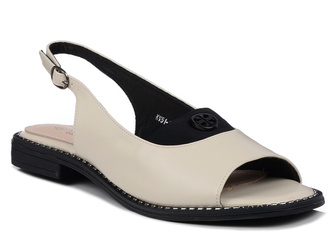 Sandały damskie kremowo-czarne S.Barski KV51-021 buty letnie płaskie