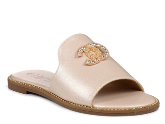 Klapki damskie płaskie złote na lato eleganckie S.Barski KV27-050
