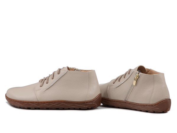 Trzewiki damskie barefoot beżowe Venetto B011 buty skórzane za kostkę