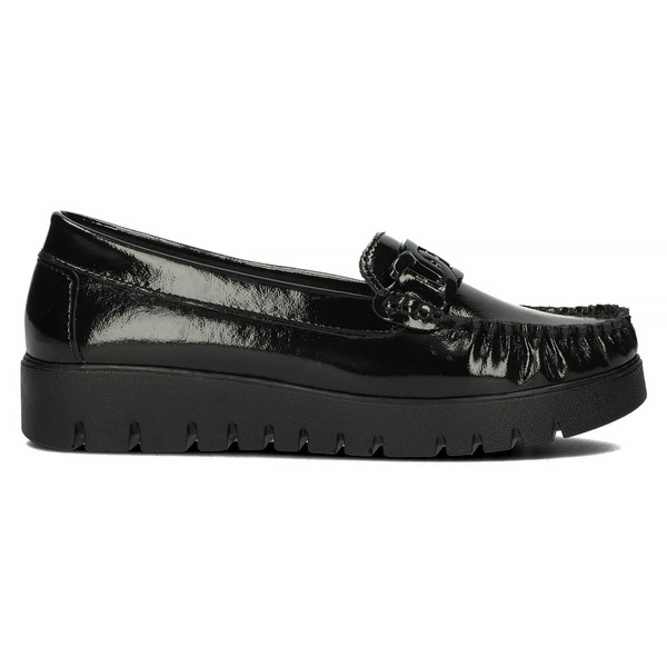 Buty damskie mokasyny skórzane czarne na platformie Filippo 3334