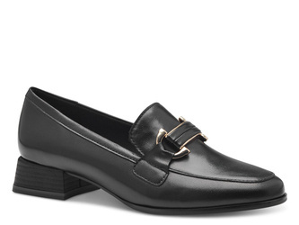 Półbuty damskie lordsy wsuwane skórzane czarne Marco Tozzi 24206