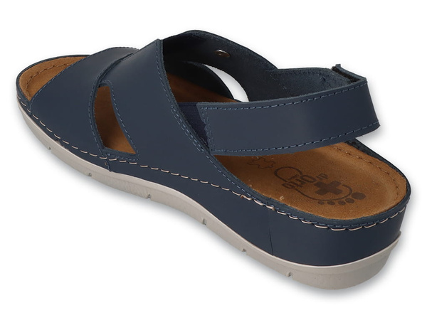 Sandały damskie skórzane granatowe na platformie Dr Orto 158D263 na rzep