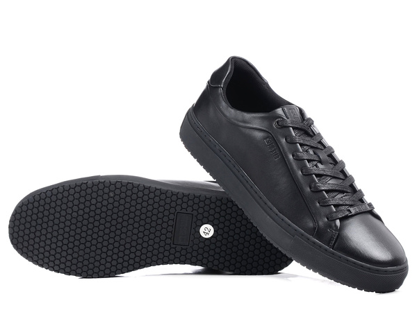 Buty męskie skórzane Big Star SS174121 sportowe czarne niskie sznurowane