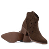 Botki damskie kowbojki brązowe Evento 9452 zamszowe ażurowe wiosenne