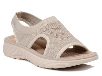 Sandały damskie beżowe Unisoft 5769 tekstylne wsuwane lekkie wygodne