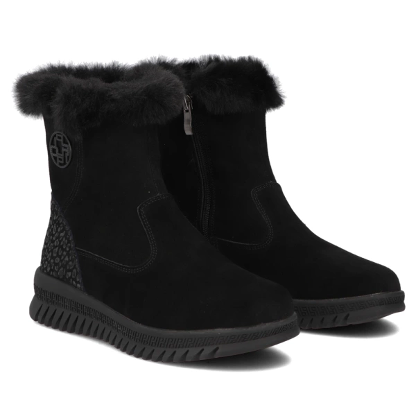 Botki damskie czarne Filippo DBT7271 zamszowe skórzane na zamek wygodne