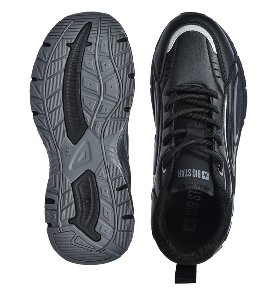 Buty męskie sportowe czarne Big Star SS174285 z ekoskóry sznurowane 