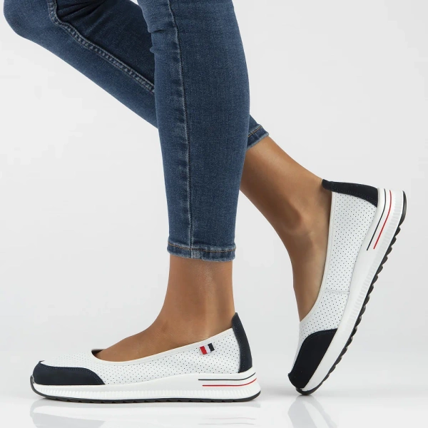 Baleriny damskie skórzane białe na niskiej platformie Filippo DP6134/26