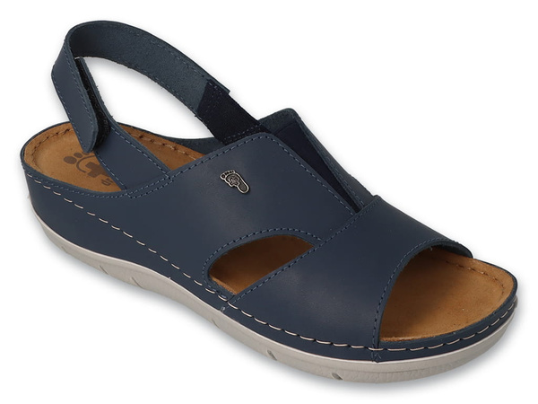 Sandały damskie skórzane granatowe na platformie Dr Orto 158D263 na rzep