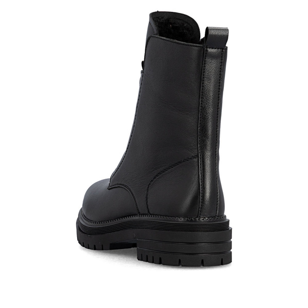 Botki damskie czarne Rieker Y3160-00 ocieplane skórzane na zamek wysokie