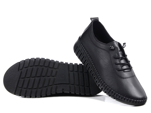 Półbuty damskie całe czarne T.Sokolski OG 4000 skórzane wygodne wsuwane