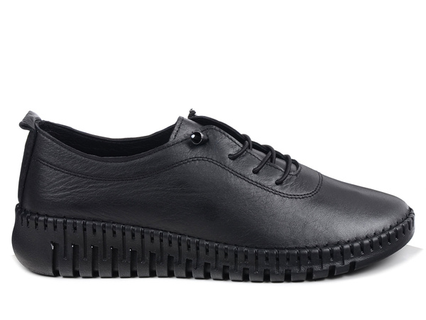 Półbuty damskie całe czarne T.Sokolski OG 4000 skórzane wygodne wsuwane