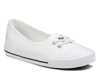 Tenisówki damskie białe Lee Cooper 1791 baleriny wsuwane tekstylne