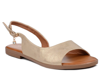 Sandały damskie złote Evento 8782 płaskie z odkrytą piętą wygodne