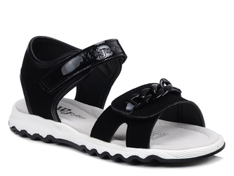 Sandały dziecięce dziewczęce czarne Wojtyłko 23730 wkładka profilowana