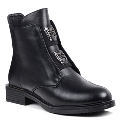 Botki damskie czarne Evento 9400 ocieplane na niskim obcasie jesienne