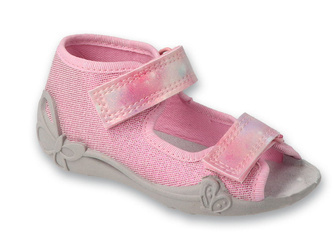 Sandały dziecięce dziewczęce na rzepy skórzana wkładka Befado 342P057