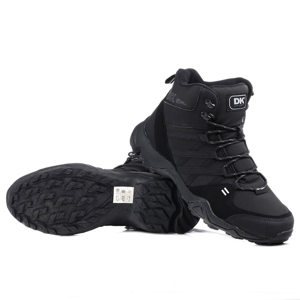 Buty męskie trekkingowe czarne DK VB17782 softshell wysokie za kostkę
