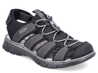 Sandały męskie Rieker 26770-00 sportowe czarne na rzepy zakryte palce