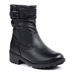 Botki damskie czarne Unisoft 7988 jesienne zimowe ocieplane na zamek