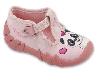 Kapcie dziewczęce różowe Befado 110P520 domowe do przedszkola na zapinki
