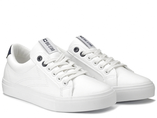 Trampki damskie białe Big Star BB274211 z ekoskóry sznurowane niskie