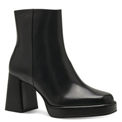 Botki damskie na obcasie ocieplane Tamaris 25362 skórzane czarne