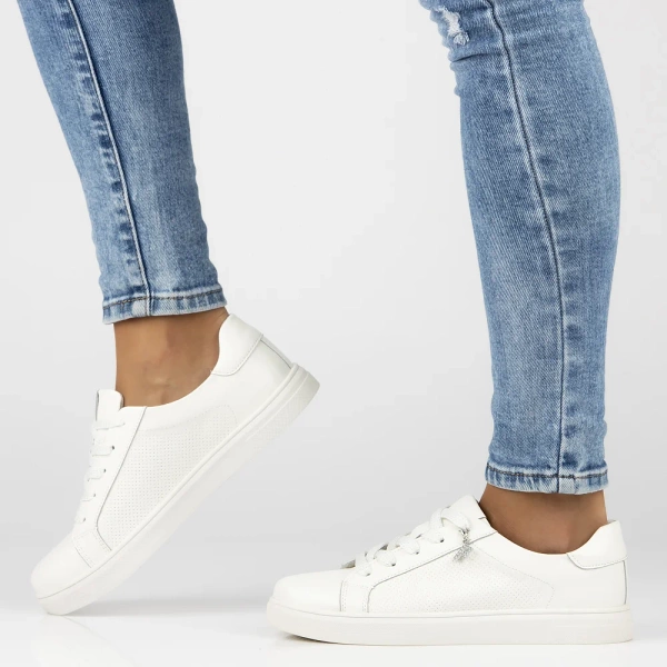 Sneakersy damskie białe Filippo DP6808/25 półbuty sznurowane skórzane	