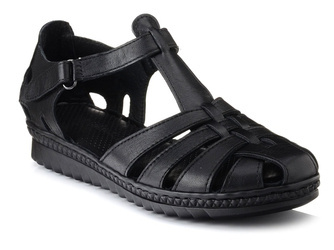 Sandały damskie skórzane czarne T.Sokolski A88 miękkie wygodne z noskiem