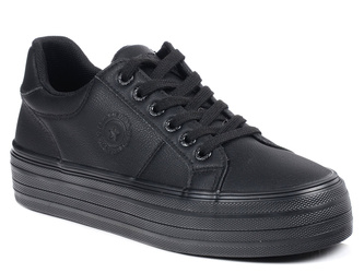 Trampki damskie sneakersy czarne Big Star RR274299 ekoskóra platforma