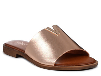 Klapki damskie letnie złote eleganckie płaskie Evento 7736 z ozdobą