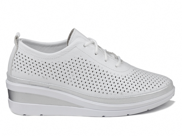 Buty damskie sneakersy na koturnie skórzane białe T.Sokolski W26-150