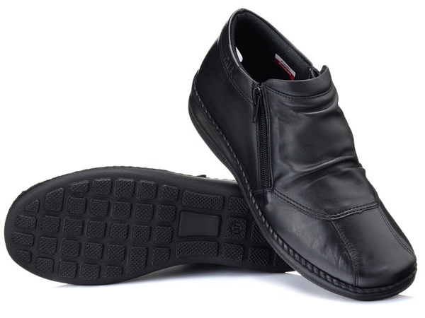 Botki damskie skórzane Kosela Medic 4158 czarne na haluksy szerokie H