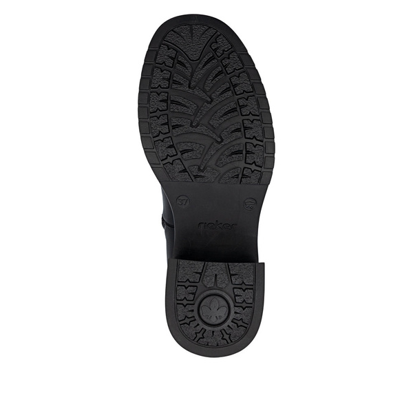 Botki zimowe damskie czarne Rieker Y5257 ocieplane skórzane na obcasie