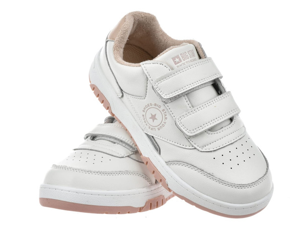 Buty dziecięce białe Big Star OO374095 dziewczęce skórzane na rzepy