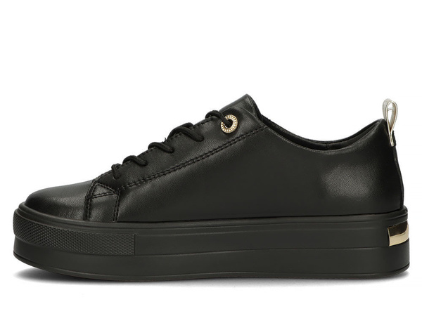 Buty sneakersy damskie czarne skórzane na platformie Filippo 3533 
