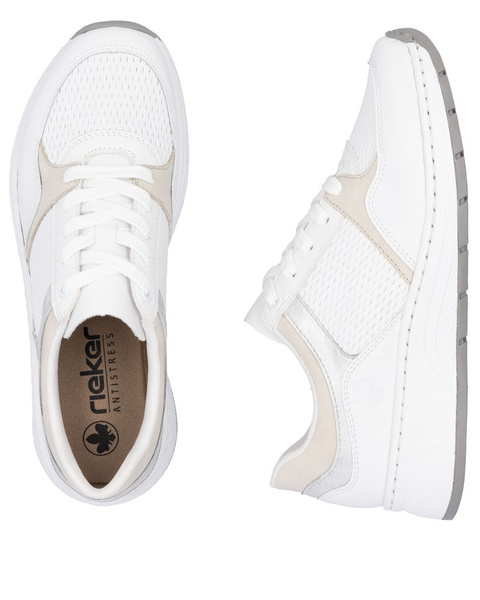 Buty sportowe Rieker N6502-80 sneakersy damskie skórzane białe 