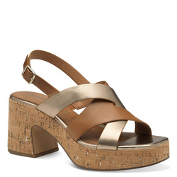 Sandały damskie na platformie Tamaris 28312-44 skórzane rudo-złote