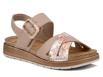 Sandały damskie beżowe Inblu GS-56 na platformie skórzana wkładka