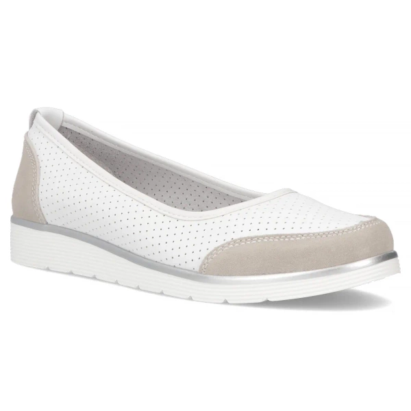 Baleriny damskie skórzane wiosenno-letnie białe Filippo DP4524 wygodne