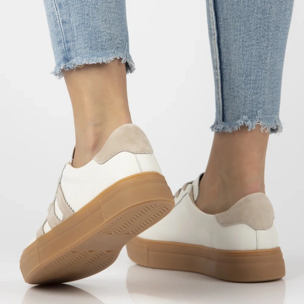 Sneakersy damskie Filippo DP6798/26 buty na platformie skórzane białe