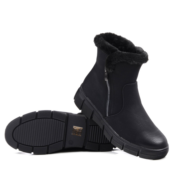 Botki damskie ocieplane czarne jesienne zimowe Evento 9407 dwa zamki