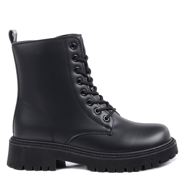 Buty zimowe damskie czarne workery trapery botki ocieplane News 9122