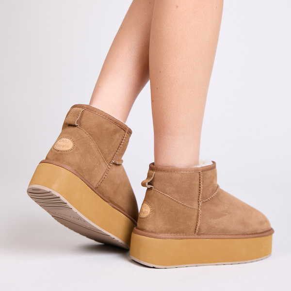 Śniegowce damskie Emu Australia camel platforma Stinger Micro Flatform